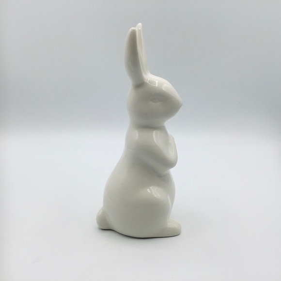 CERAMIC White Bunny Rabbit 8” Easter Spring Figure Farmhouse Decor Mantle Table - Picture 4 of 9
